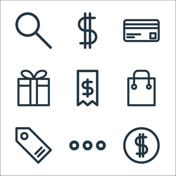 电子商务启动包线图标线性集图片下载