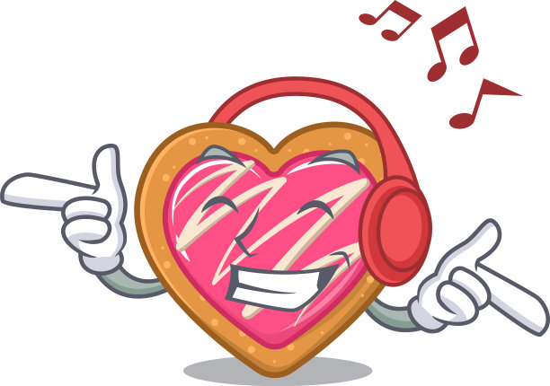 听音乐饼干心卡通人物图片下载
