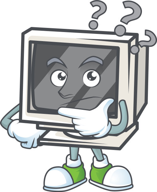 老式显示器卡通风格在一个混乱的手势图片下载