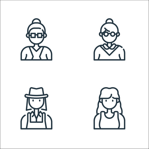 女性头像线图标线性设置质量线图片下载