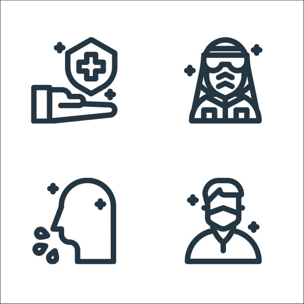 冠状病毒线图标线性集质量线图片下载