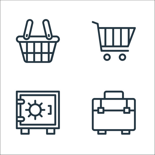 银行和金融线图标线性集质量图片下载