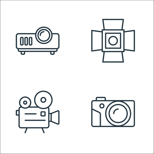 电影线图标线性集质量线集图片下载