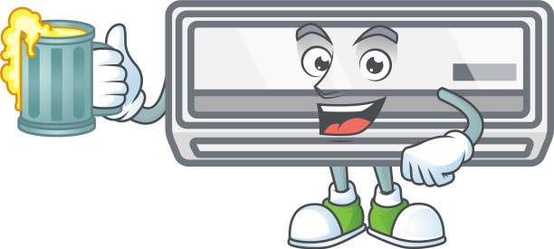 Smiley空调拿着一杯啤酒图片下载