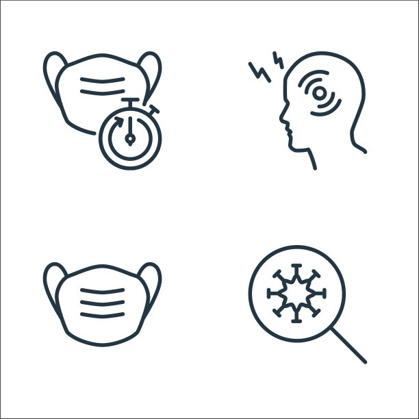 停止病毒行图标线性集质量行集图片下载