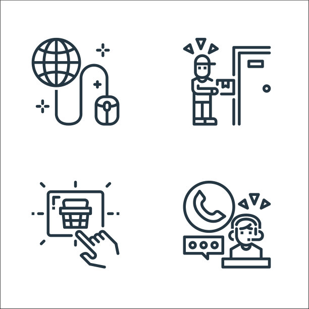 网上购物线图标线性设置质量图片下载