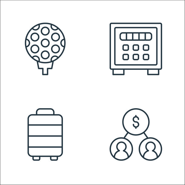 退休线图标线性集质量线集图片下载