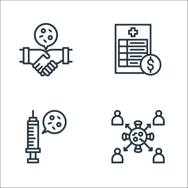 冠状病毒线图标线性集质量线图片下载