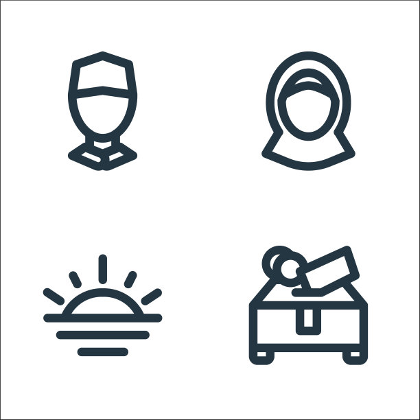 斋月线图标线性集质量线集图片下载