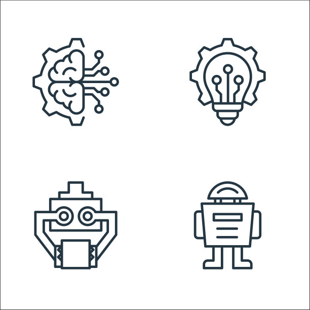 机器人生产线图标线性集质量线集图片下载