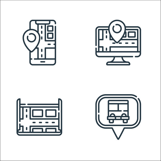 导航和地图线图标线性集的质量图片下载