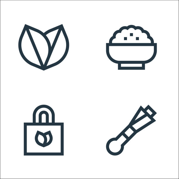 素食线图标线性集质量线集等图片下载