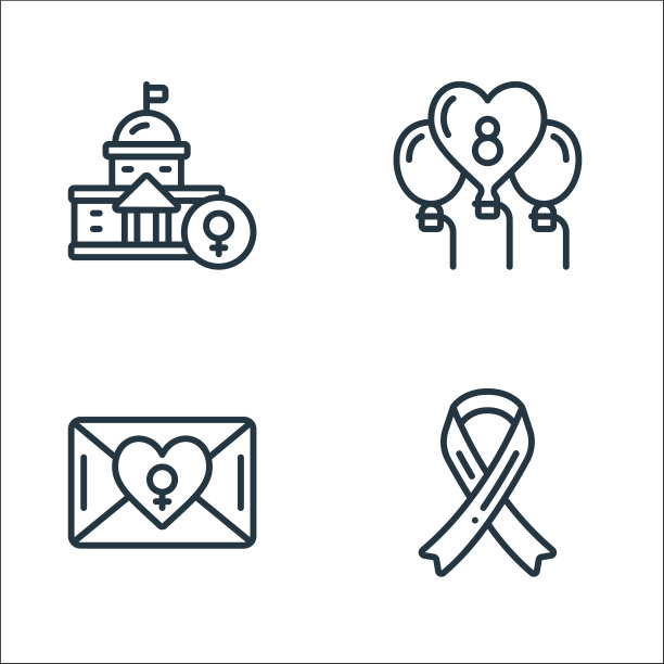 妇女节线图标线性设置质量线设置图片下载