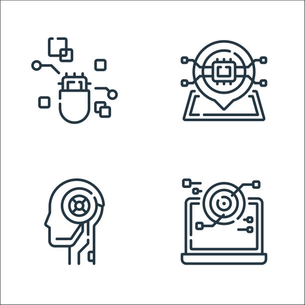 机器人生产线图标线性集质量线集图片下载