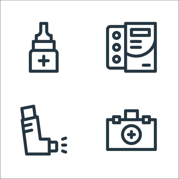 药品线图标线性集质量线集图片下载