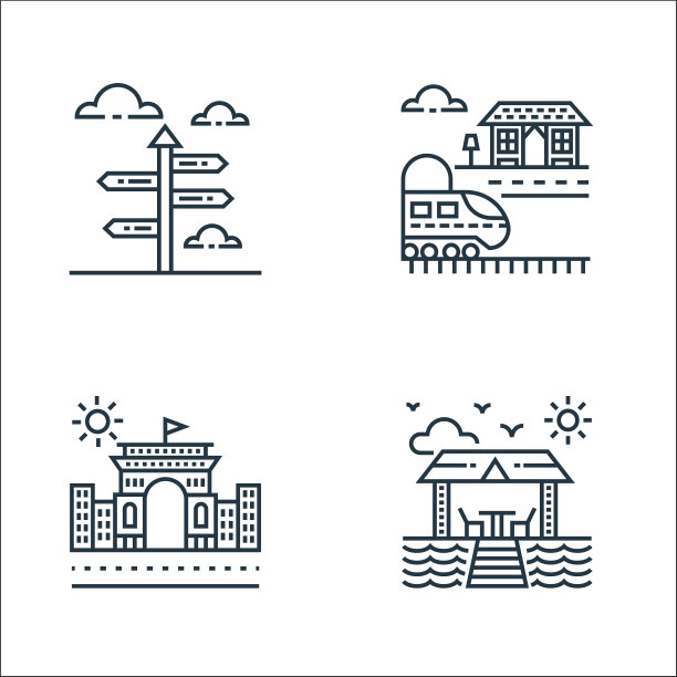 旅游线图标线性集质量线集图片下载