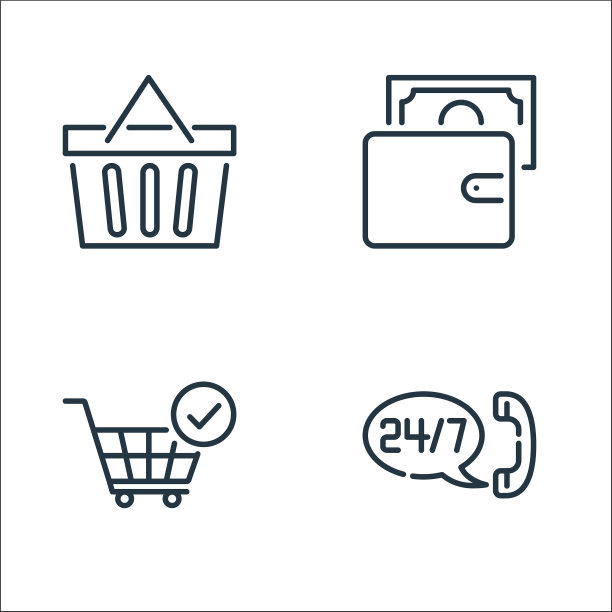 电子商务线图标线性集质量线集图片下载