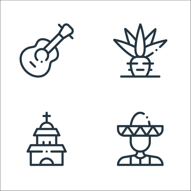 墨西哥线图标线性集质量线集图片下载