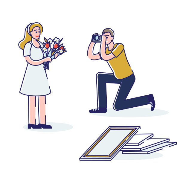 男人正在拍照，漂亮的女人抱着图片下载