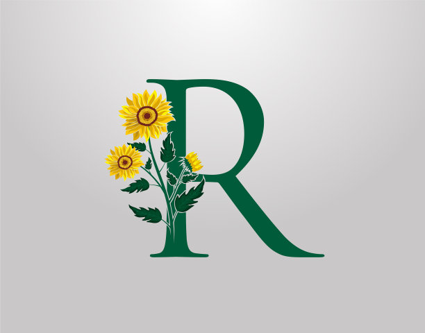 字母字母表与向日葵花植物图片下载
