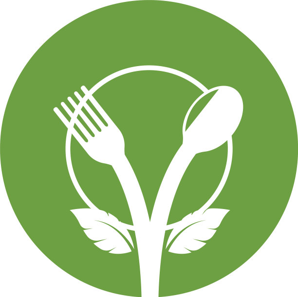 带有叶子的叉子和勺子象征着素食图片下载