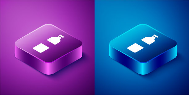 等距瓶水图标孤立在蓝色图片下载