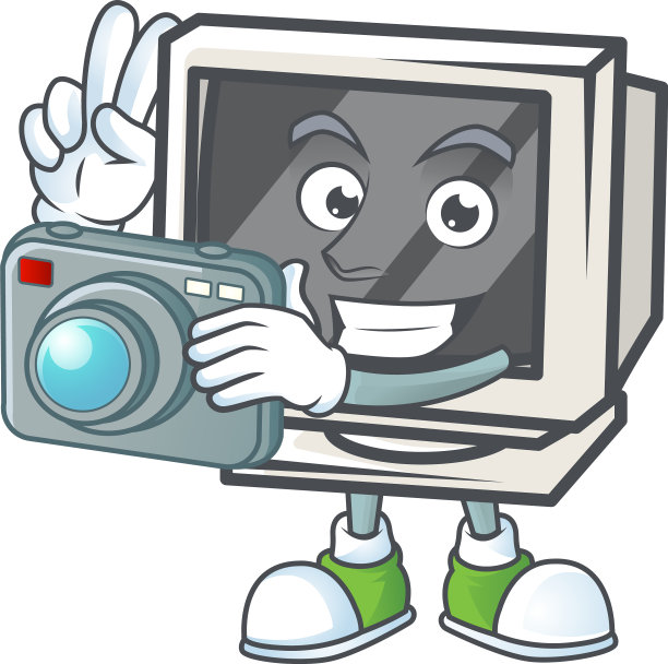 一个老式监视器摄影师卡通在行动图片下载