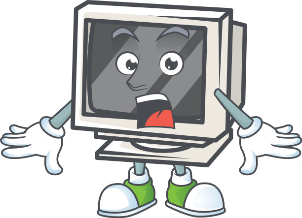 卡通复古显示器与一个惊讶的姿态图片下载