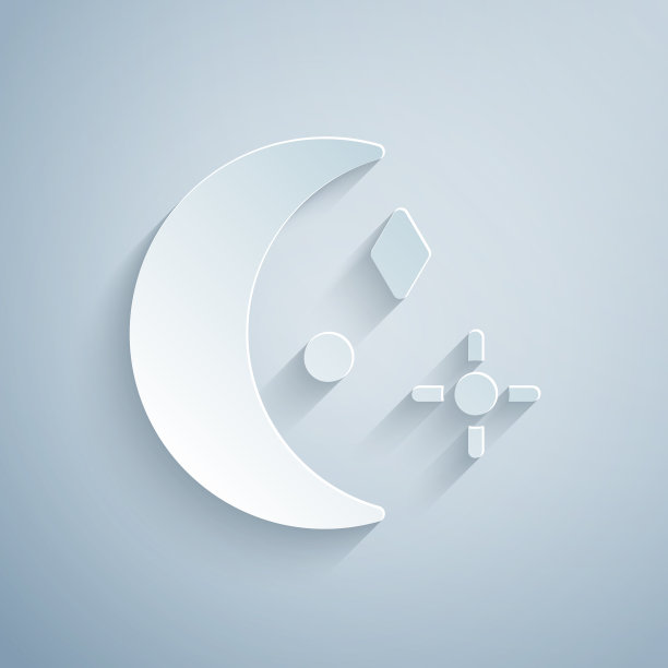剪纸月亮和星星的图标孤立在灰色图片下载