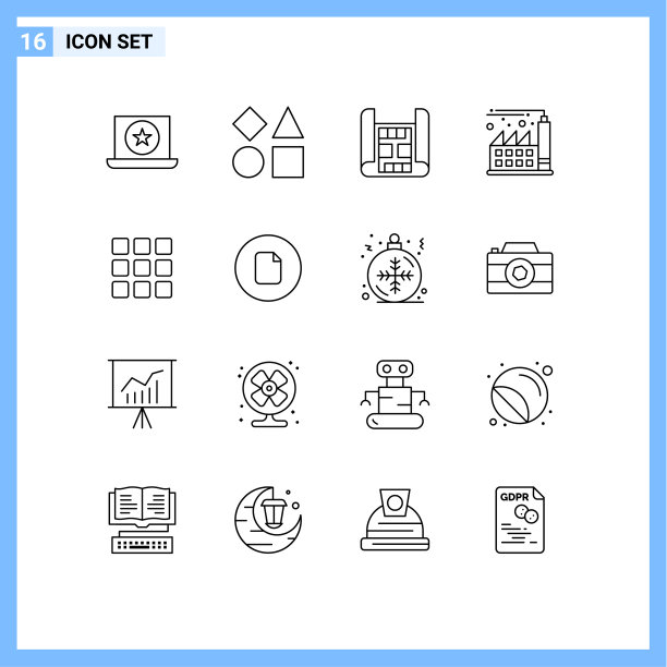 设置16个现代UI图标符号标志图片下载