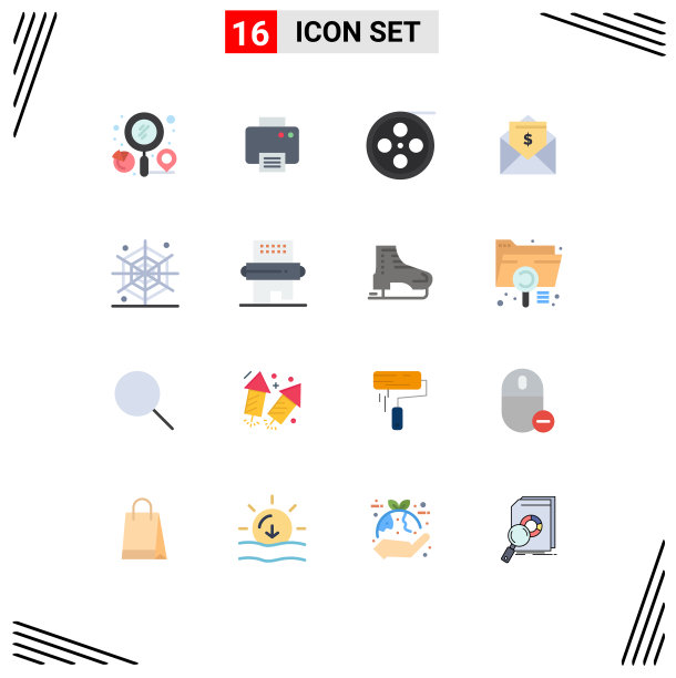 为万圣节设计的16组现代平面颜色图片下载