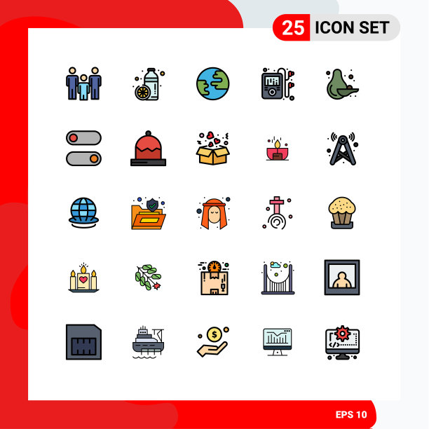 25个创意图标的现代符号和符号图片下载