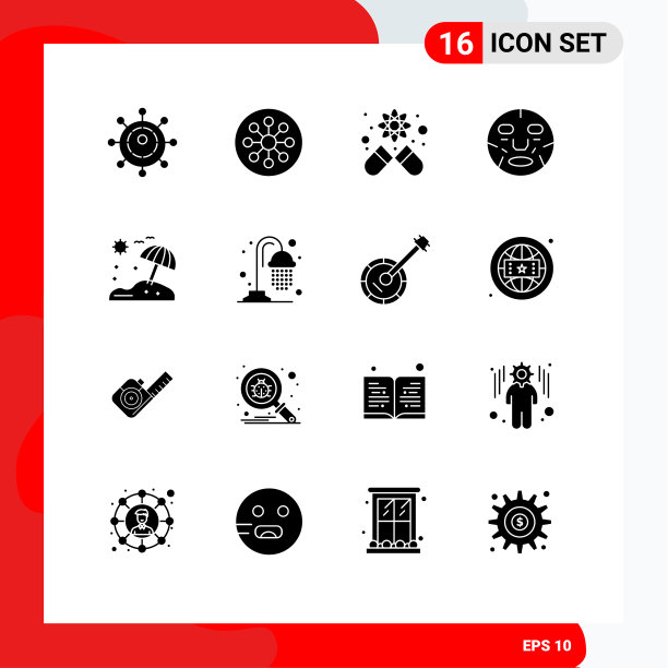 可编辑的线包16个简单的固体字形图片下载