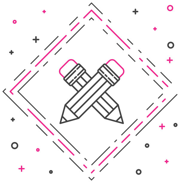 线交叉铅笔与橡皮图标隔离图片下载