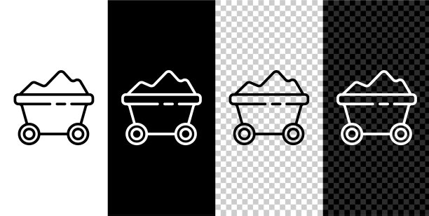 设定线路煤矿小车图标在黑色隔离图片下载