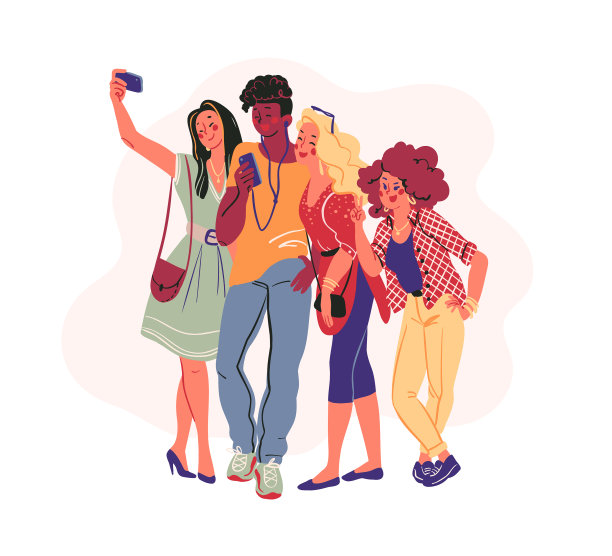 群年轻时尚的现代青少年图片下载