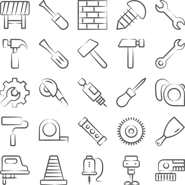 构建工具线图标包图片下载