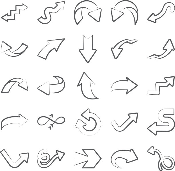 在线性风格包的现代箭头图标图片下载