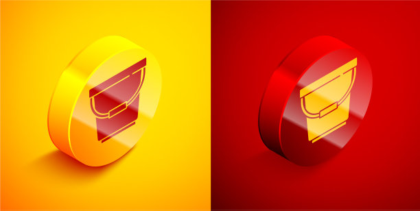 等距桶图标隔离在橙色和红色图片下载