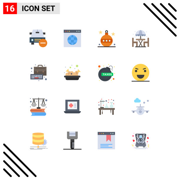 为餐桌设置16种现代平面颜色图片下载