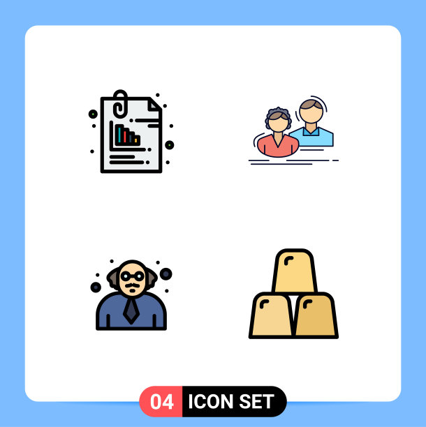 组4现代填充线平面颜色集图片下载