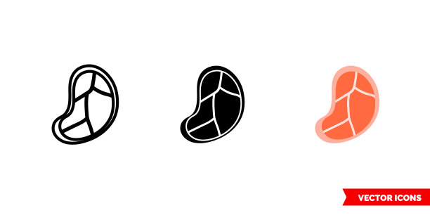 牛排图标3种类型孤立符号符号图片下载