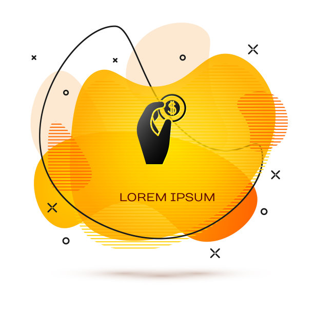 黑手拿着硬币，钱的图标孤立上图片下载