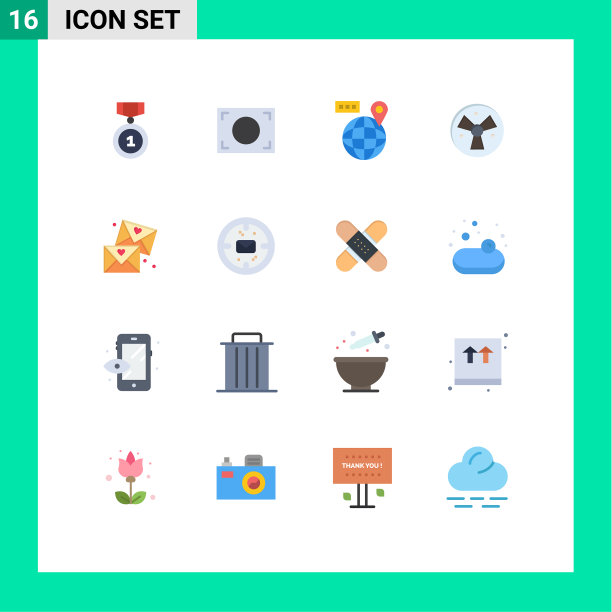 16个创意图标的现代标志和符号图片下载