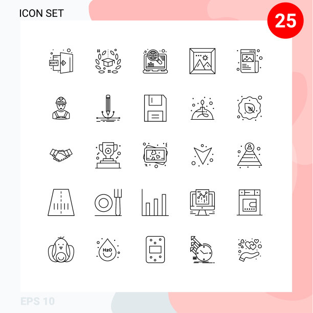 线包25个通用符号艺术图片图片下载