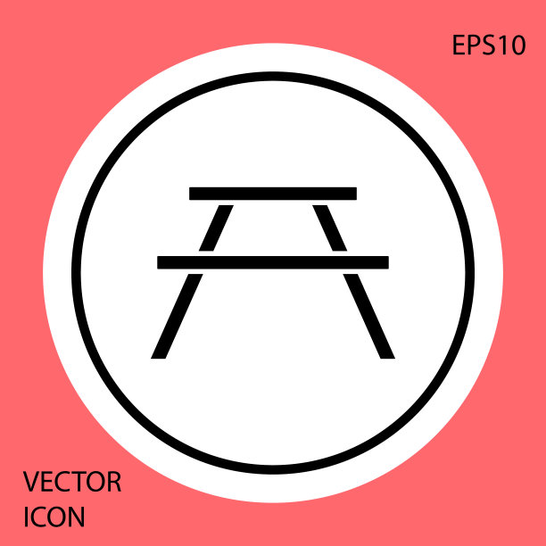 黑色的野餐桌两边都有长凳图片下载