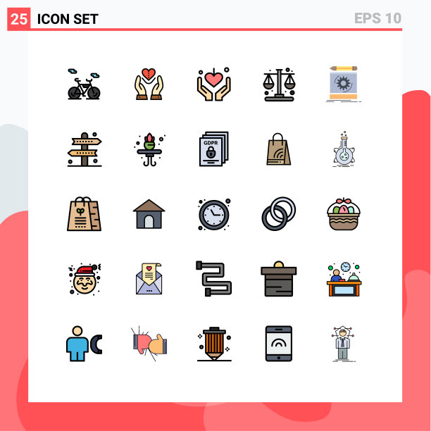 象形文字设置25条简单填充线平图片下载