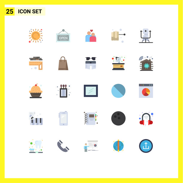 25个主题平色和可编辑的符号图片下载