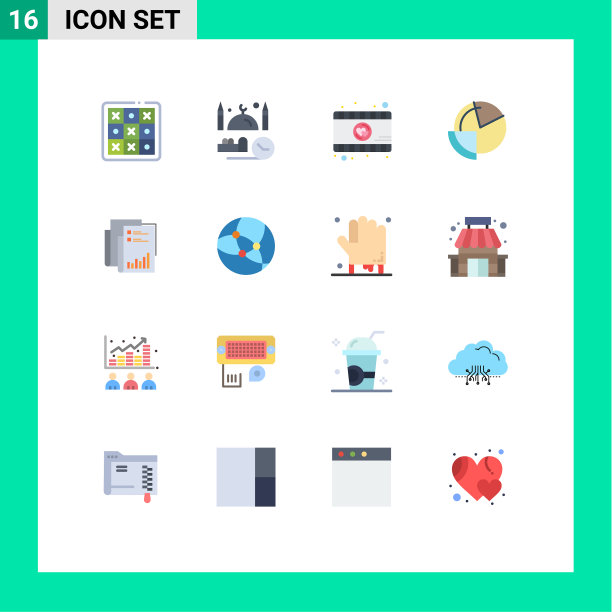 16个主题平色和可编辑的符号图片下载