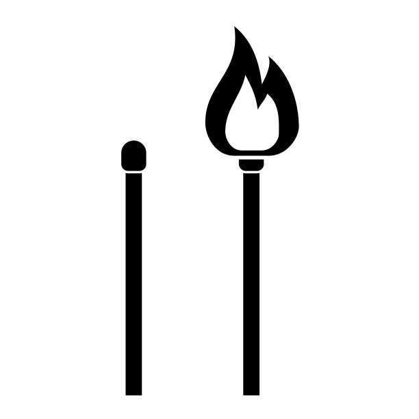 与孤立在白色背景上的火图标匹配图片下载